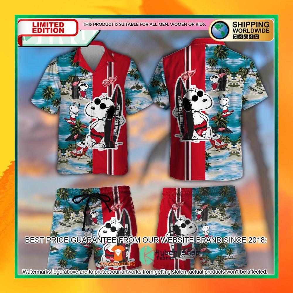 Detroit Red Wings Snoopy Hawaiian Shirt and Shorts 6 detroit red wings snoopy hawaiian shirt and shorts 3 662