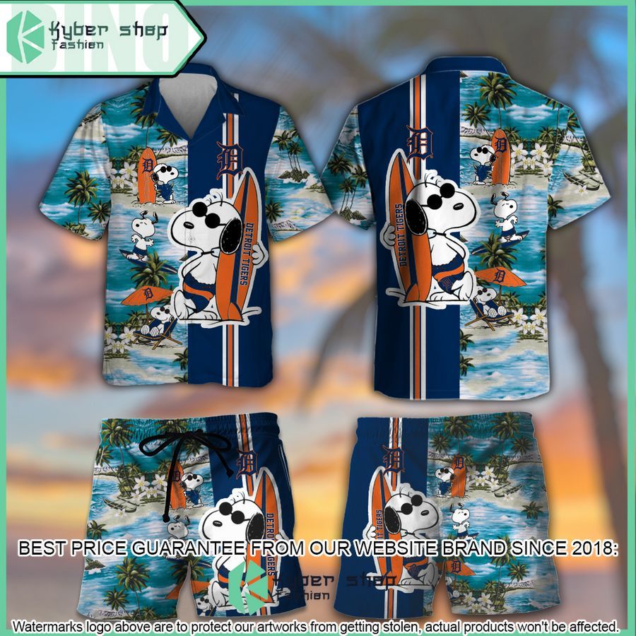 detroit tigers snoopy hawaiian shirt short 1 270