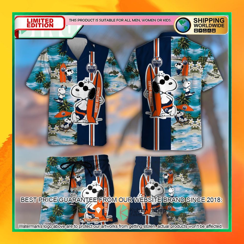 Edmonton Oilers Snoopy Hawaiian Shirt and Shorts 4 edmonton oilers snoopy hawaiian shirt and shorts 1 690