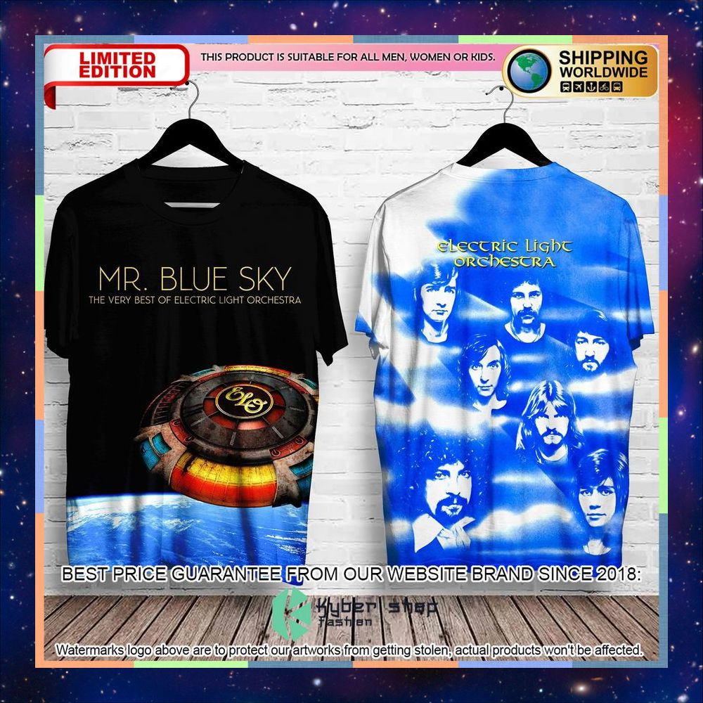 Electric Light Orchestra Mr Blue Sky Album T Shirt 3 electric light orchestra mr blue sky album t shirt 1 438