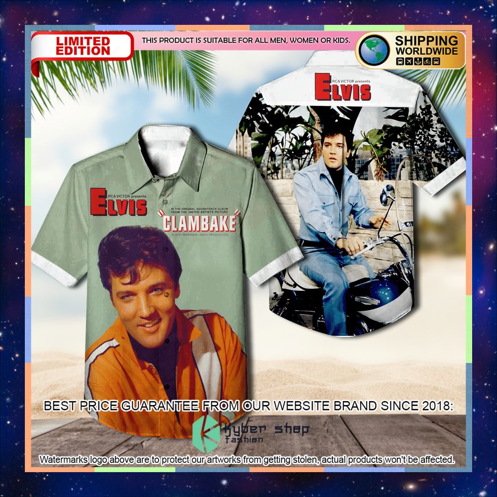 Elvis Presley Clambake Album Hawaiian Shirt 3 elvis presley clambake album hawaiian shirt 1 990