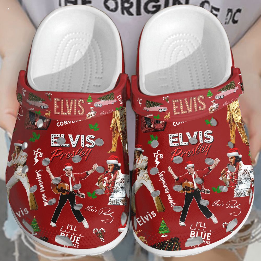 Elvis Presley TCB I'll have a blue Christmas Crocband Shoes 2 elvis presley tcb ill have a blue christmas crocband shoes 1