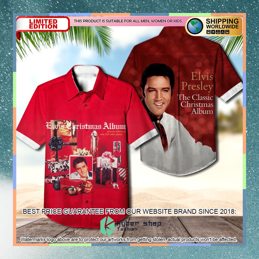 elvis presley the classic christmas album hawaiian shirt 1 15