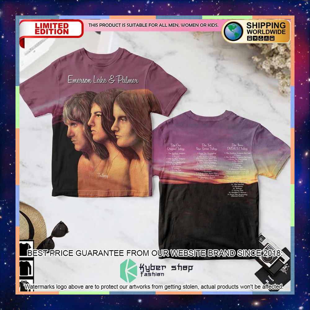 Emerson Lake & Palmer Trilogy Album T Shirt 3 emerson lake palmer trilogy album t shirt 1 190