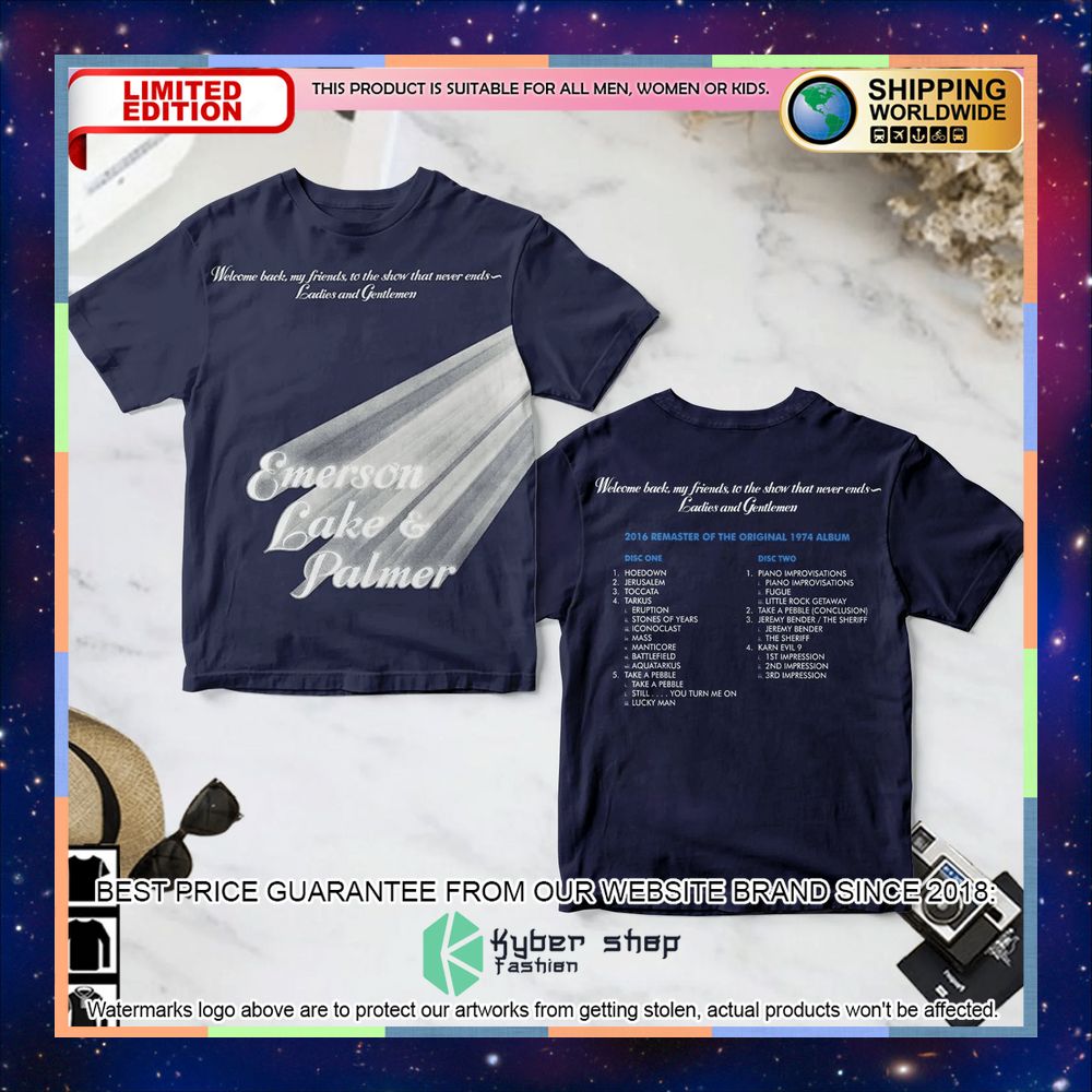 Emerson Lake & Palmer Welcome Back My Friends To The Show That Never Ends Album T Shirt 3 emerson lake palmer welcome back my friends to the show that never ends album t shirt 1 318