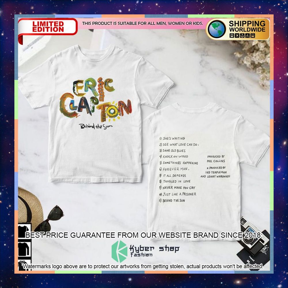 Eric Clapton Behind The Sun Album T Shirt 3 eric clapton behind the sun album t shirt 1 958