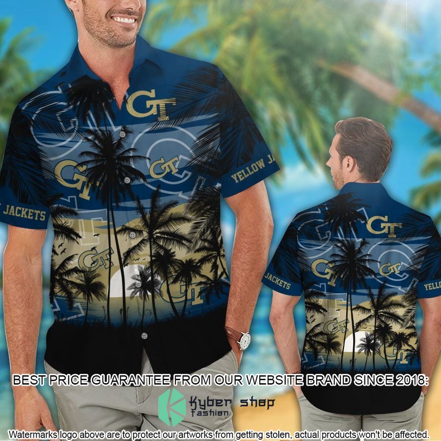 georgia tech yellow jackets tropical aloha hawaiian shirt shorts 2 145