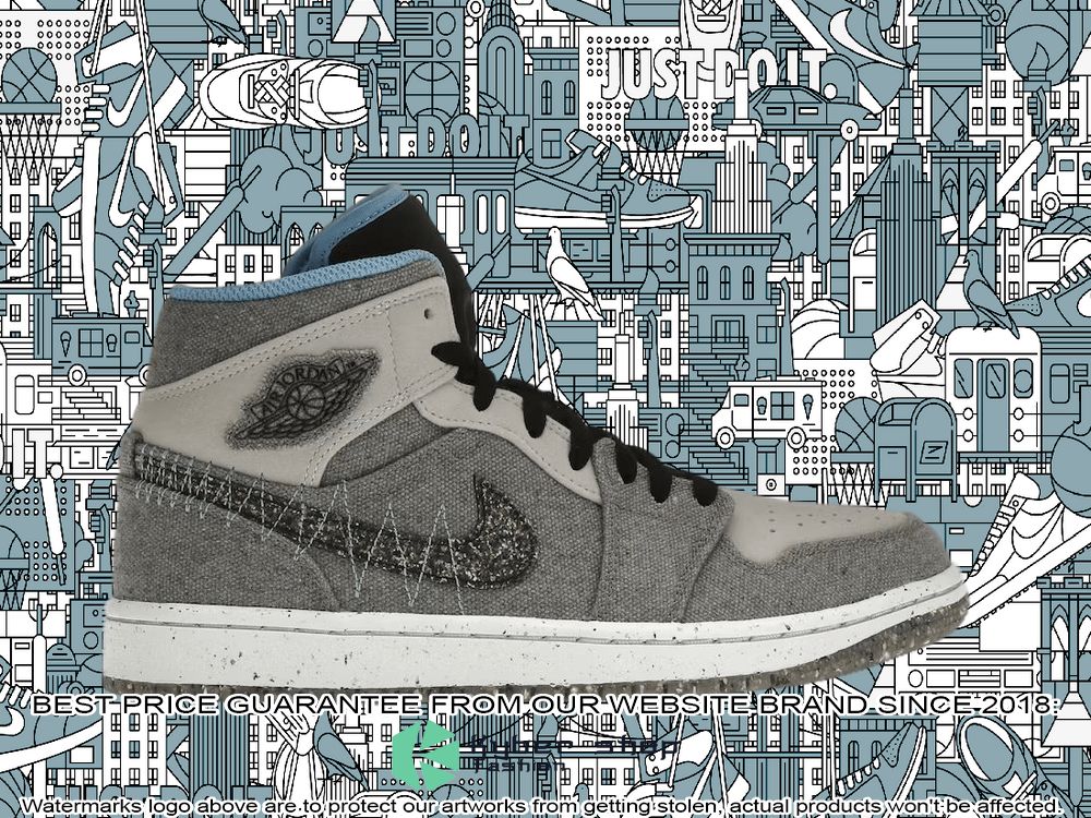 Grey University Blue Air Jordan 1 Mid Crater