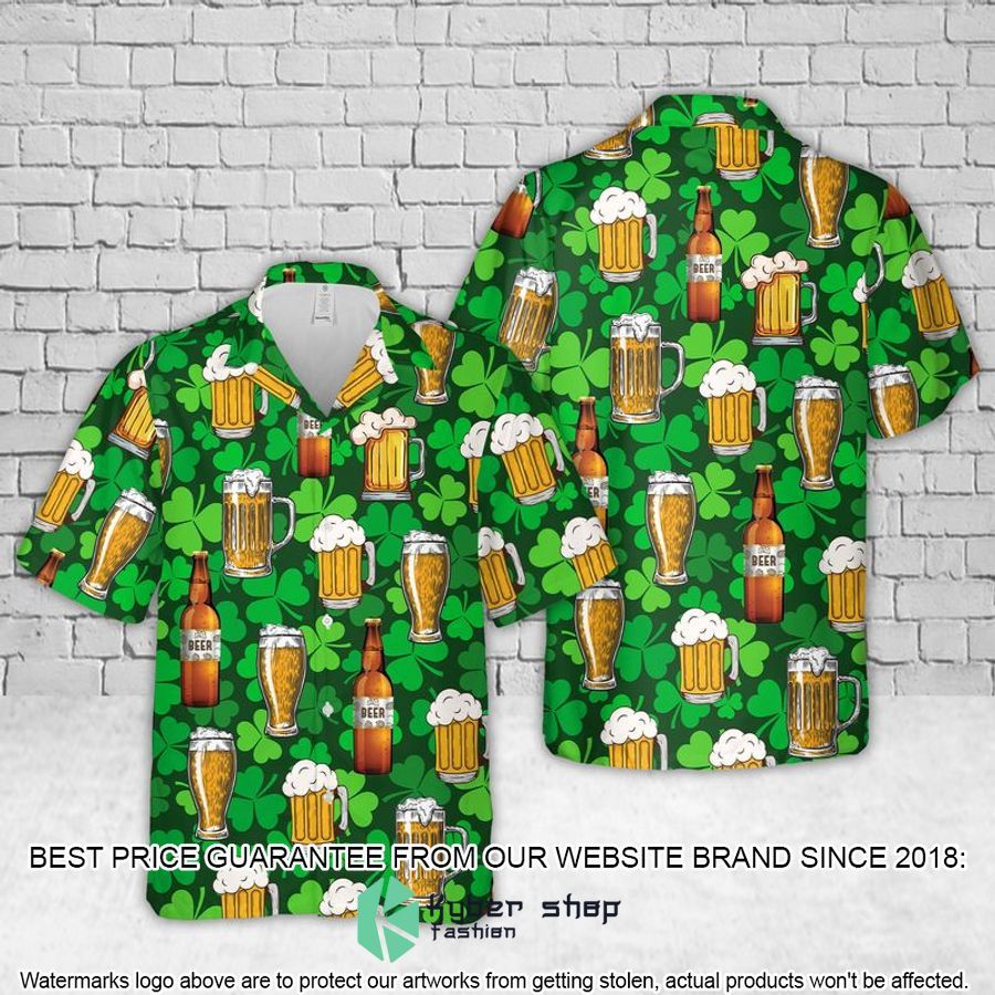 Irish St Patrick's Day Beer Clover pattern Hawaiian Shirt
