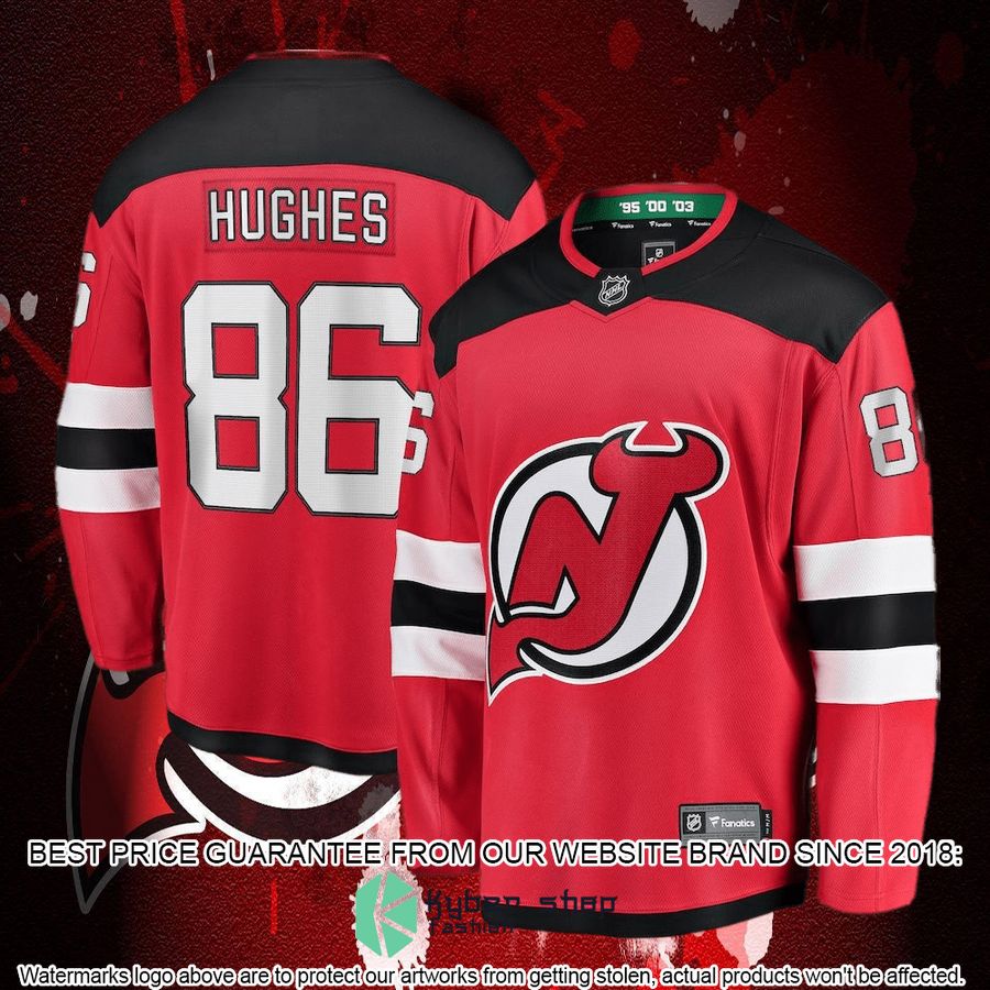 Jack Hughes New Jersey Devils Home Premier Breakaway Red Hockey Jersey 4 jack hughes new jersey devils home premier breakaway red hockey jersey 4 741