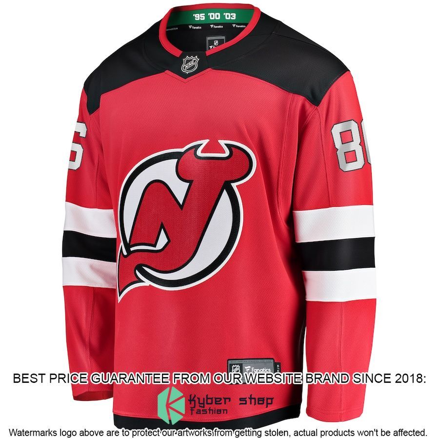 jack hughes new jersey devils youth home breakaway red hockey jersey 2 603