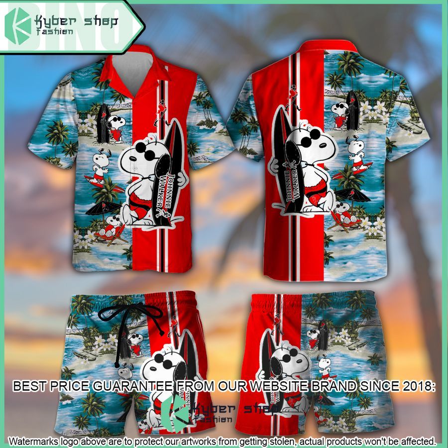 johnnie walker snoopy hawaiian shirt and shorts 1 729