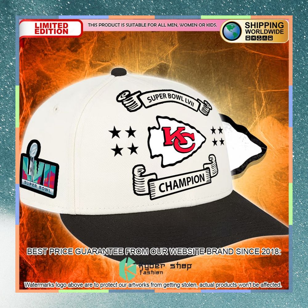 Kansas City Chiefs Champion Super Bowl LVII white Cap 5 Kansas City Chiefs Champion Super Bowl LVII white Cap word1