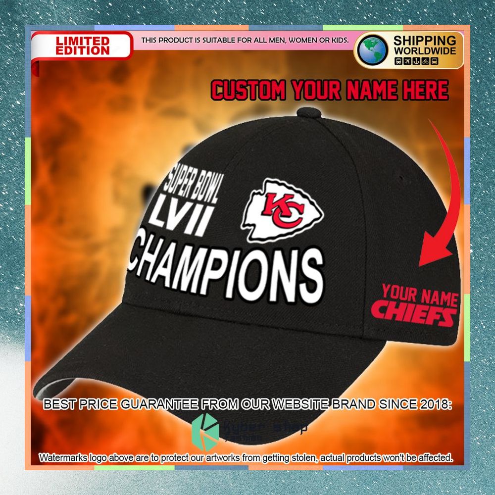 Kansas City Chiefs Champions Super Bowl LVII black Cap 6 Kansas City Chiefs Champions Super Bowl LVII black Cap word2