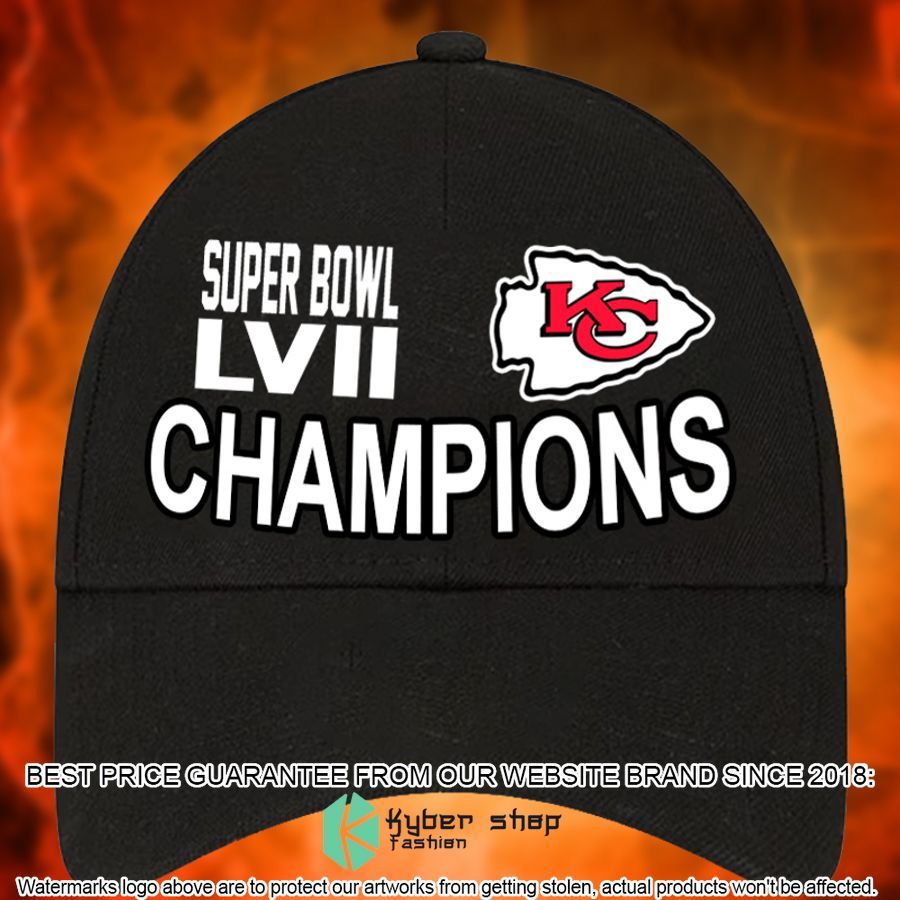 Kansas City Chiefs Champions Super Bowl LVII black Cap 4 Kansas City Chiefs Champions Super Bowl LVII black Cap word2