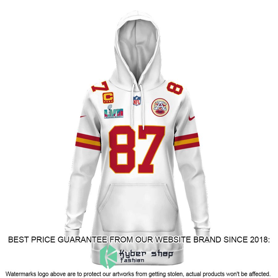 kansas city chiefs kelce 87 white hoodie dress 2 206