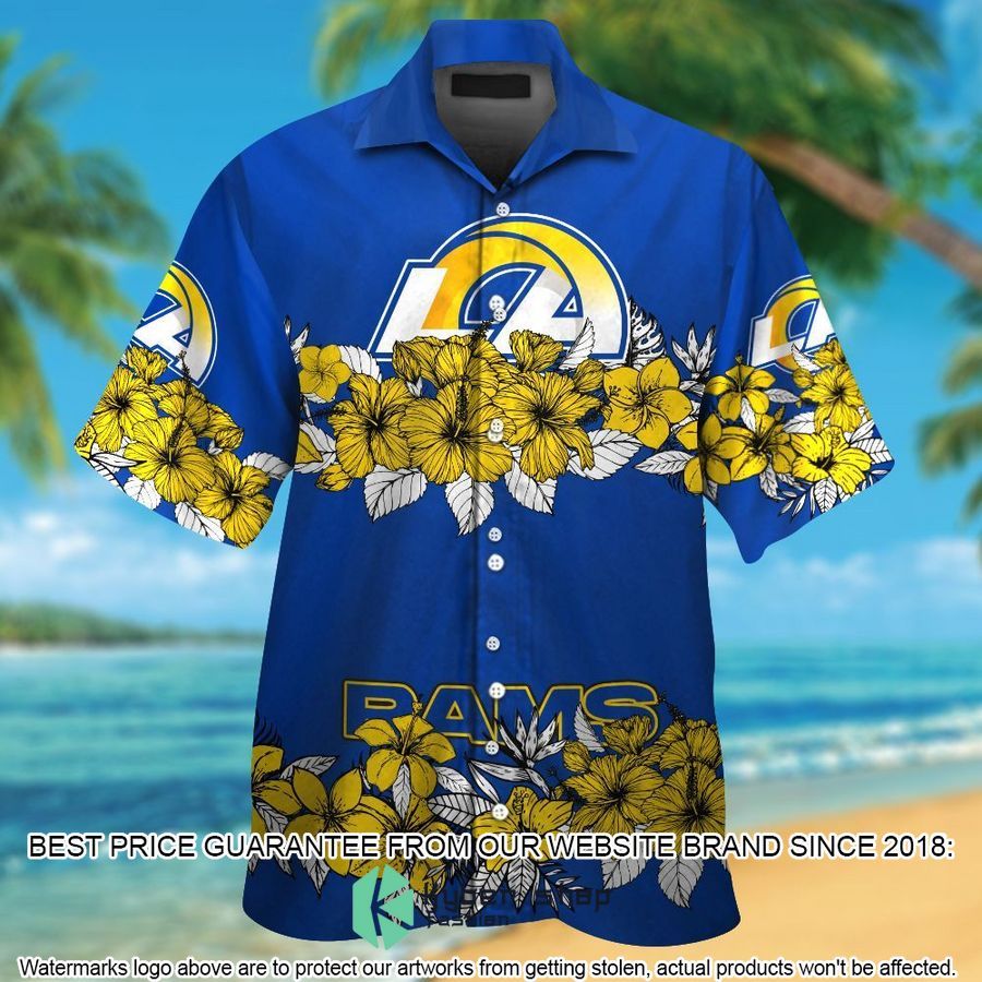 los angeles rams tropical aloha hawaiian shirt shorts 1 778