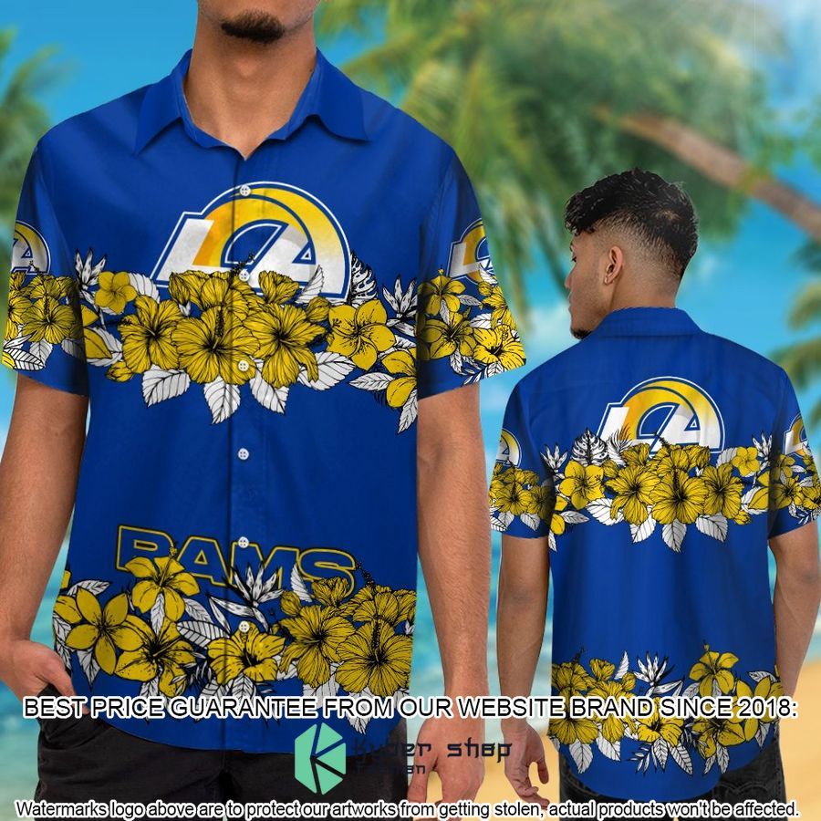 los angeles rams tropical aloha hawaiian shirt shorts 2 431