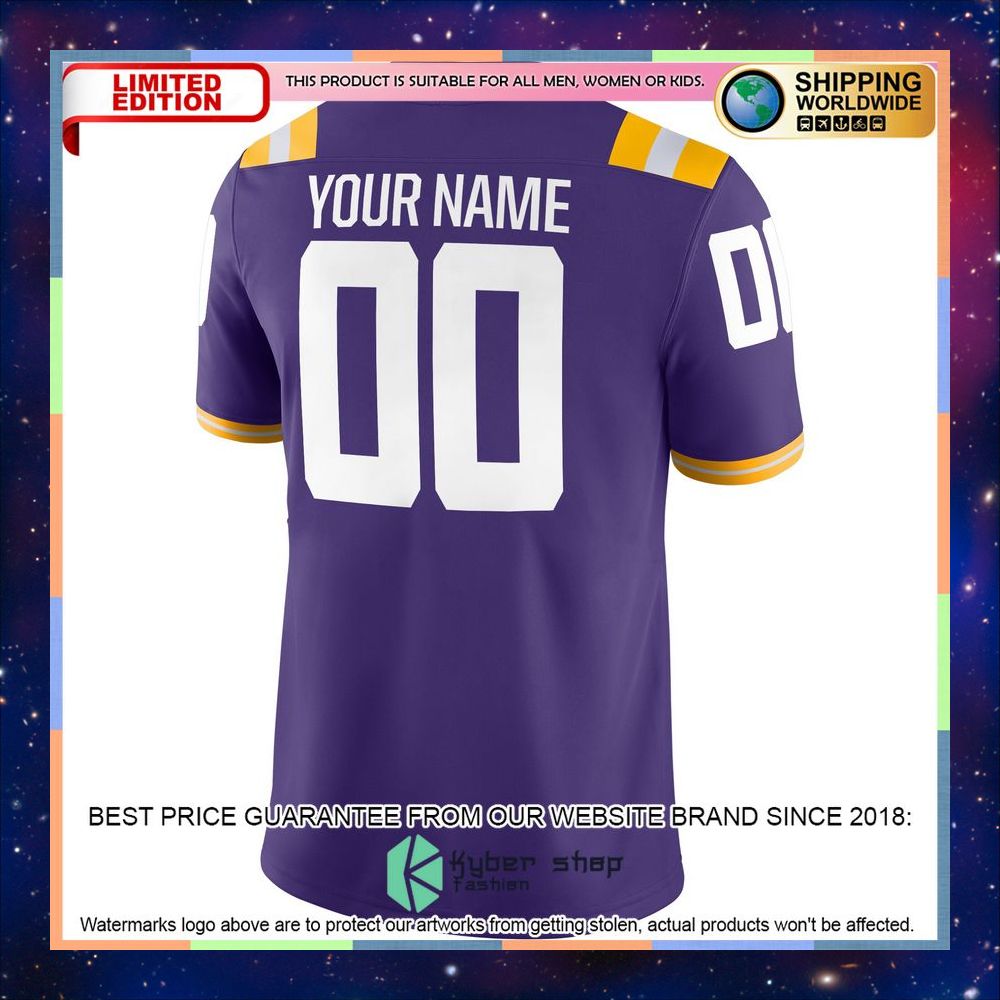 LSU Tigers Nike Football CUSTOM Purple Football Jersey 7 LSU Tigers Nike Football CUSTOM Purple Football Jersey word3