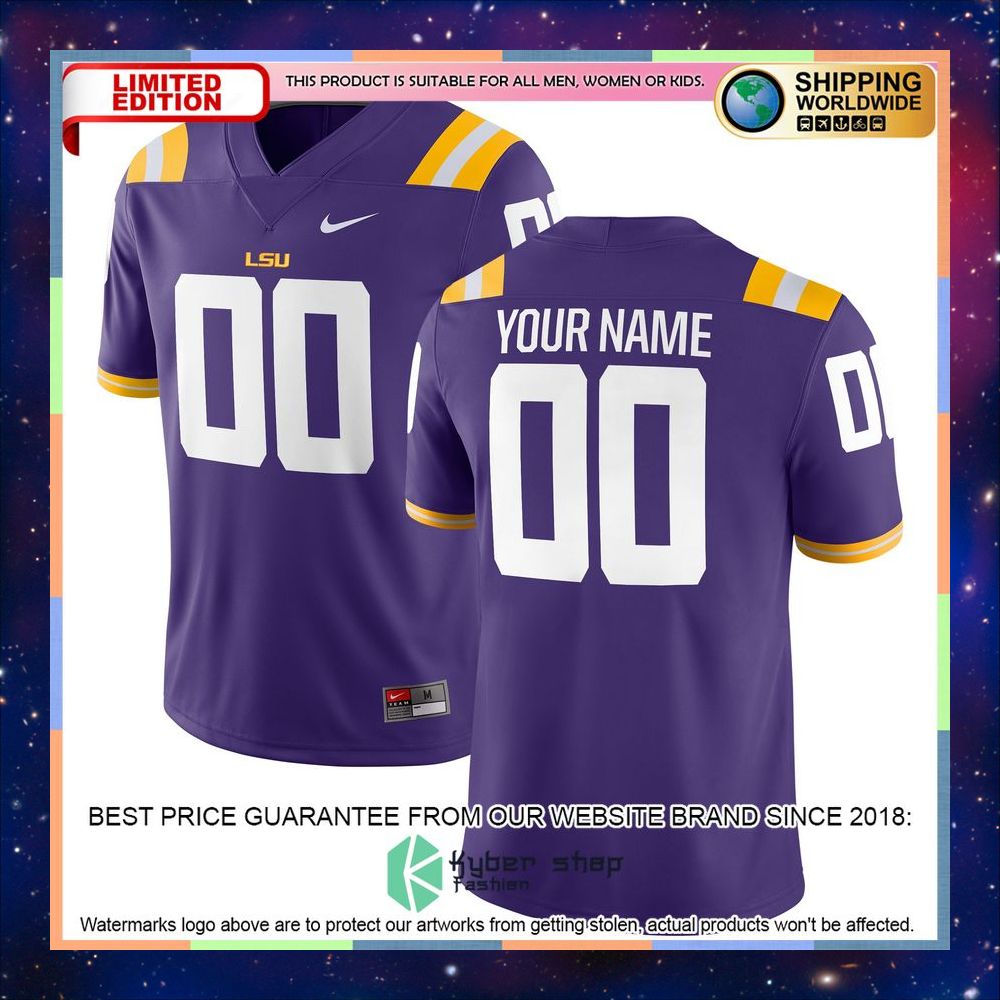 LSU Tigers Nike Football CUSTOM Purple Football Jersey 8 LSU Tigers Nike Football CUSTOM Purple Football Jersey word3