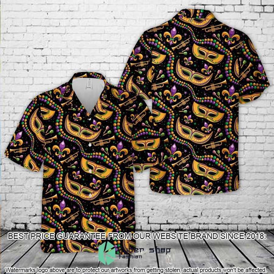 Mardi gras pattern black Hawaiian Shirt