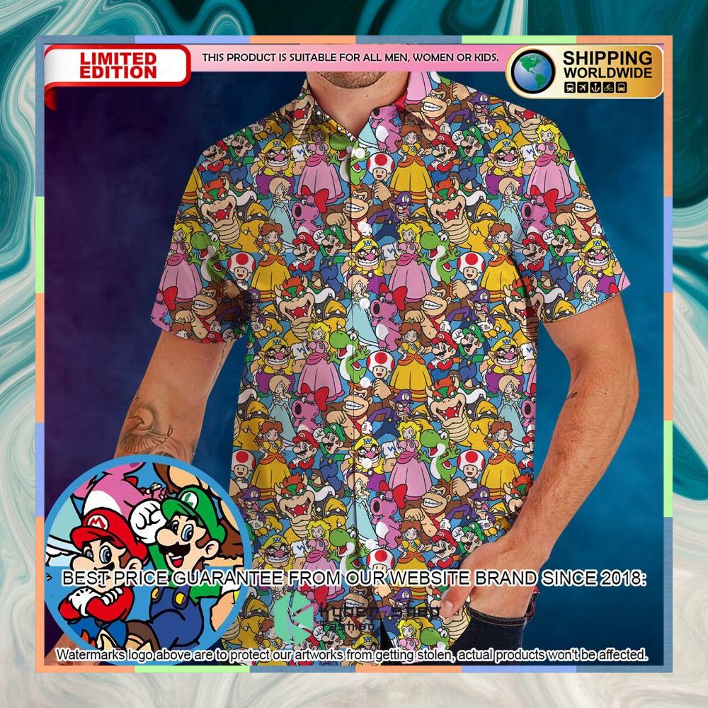 Mario Brothers Colorful Pattern Hawaiian Shirt 5 Mario Brothers Colorful Pattern Hawaiian Shirt word1