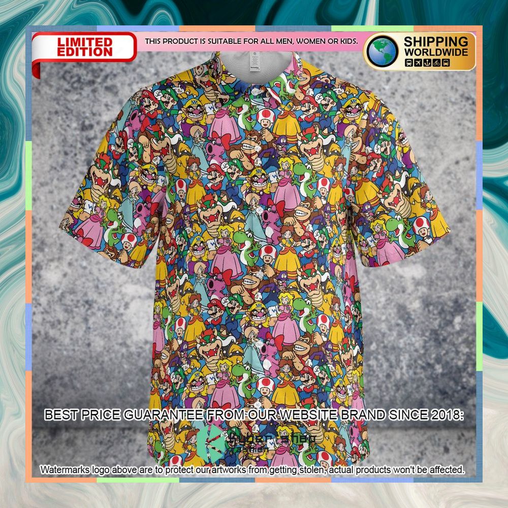 Mario Brothers Colorful Pattern Hawaiian Shirt 6 Mario Brothers Colorful Pattern Hawaiian Shirt word1
