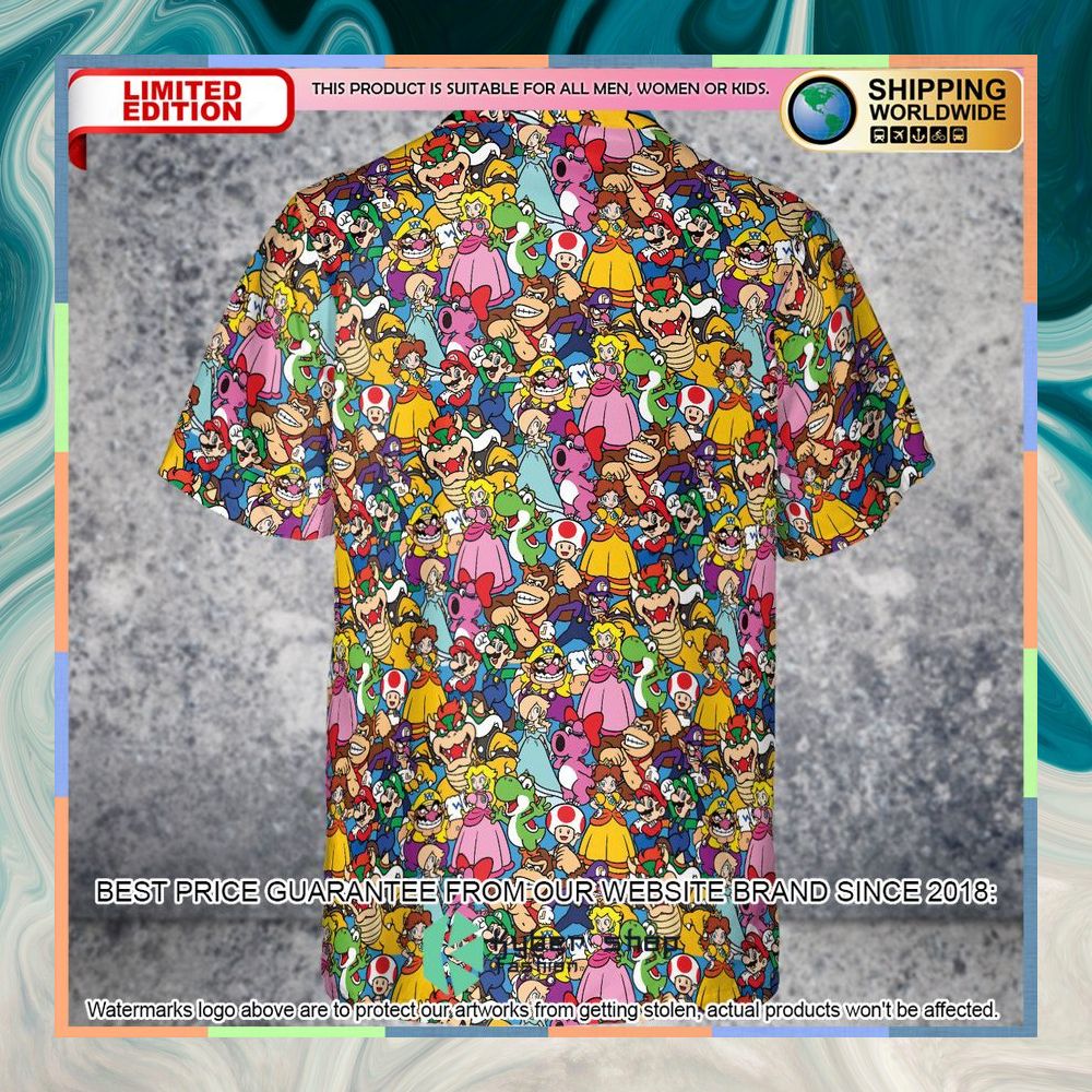 Mario Brothers Colorful Pattern Hawaiian Shirt 7 Mario Brothers Colorful Pattern Hawaiian Shirt word1