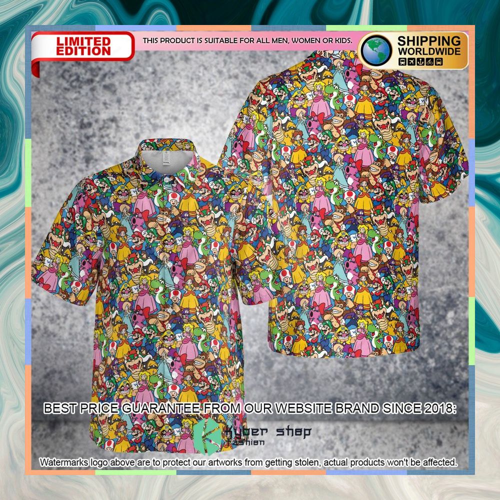 Mario Brothers Colorful Pattern Hawaiian Shirt 8 Mario Brothers Colorful Pattern Hawaiian Shirt word1
