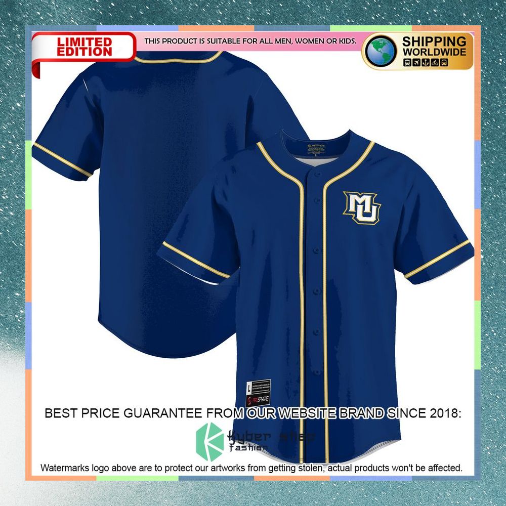 Marquette Golden Eagles Blue Baseball Jersey 5 Marquette Golden Eagles Blue Baseball Jersey word1
