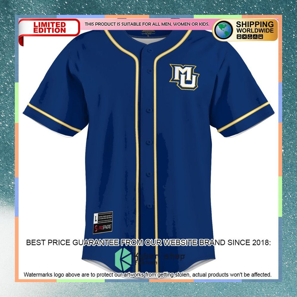 Marquette Golden Eagles Blue Baseball Jersey 6 Marquette Golden Eagles Blue Baseball Jersey word1