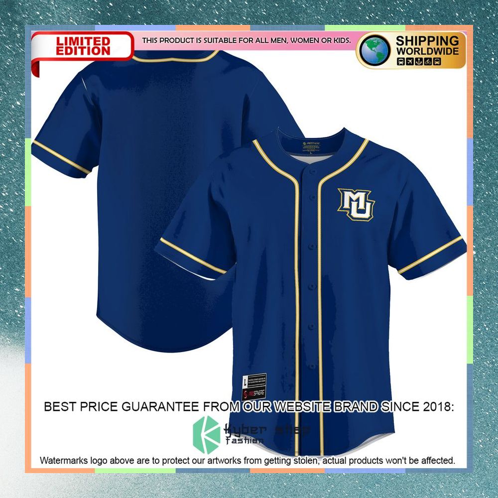 Marquette Golden Eagles Blue Baseball Jersey 8 Marquette Golden Eagles Blue Baseball Jersey word1
