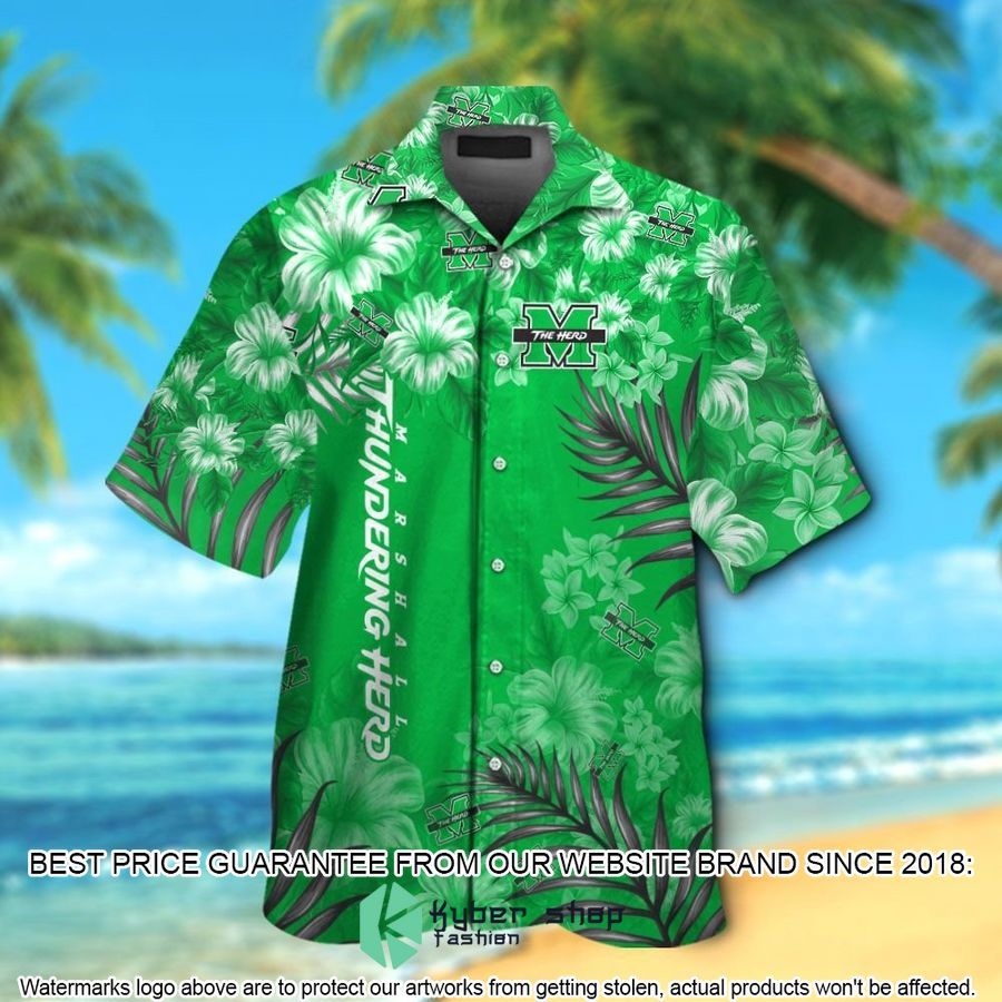 marshall thundering herd tropical aloha hawaiian shirt shorts 1 445