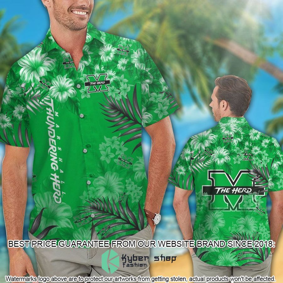 marshall thundering herd tropical aloha hawaiian shirt shorts 2 251