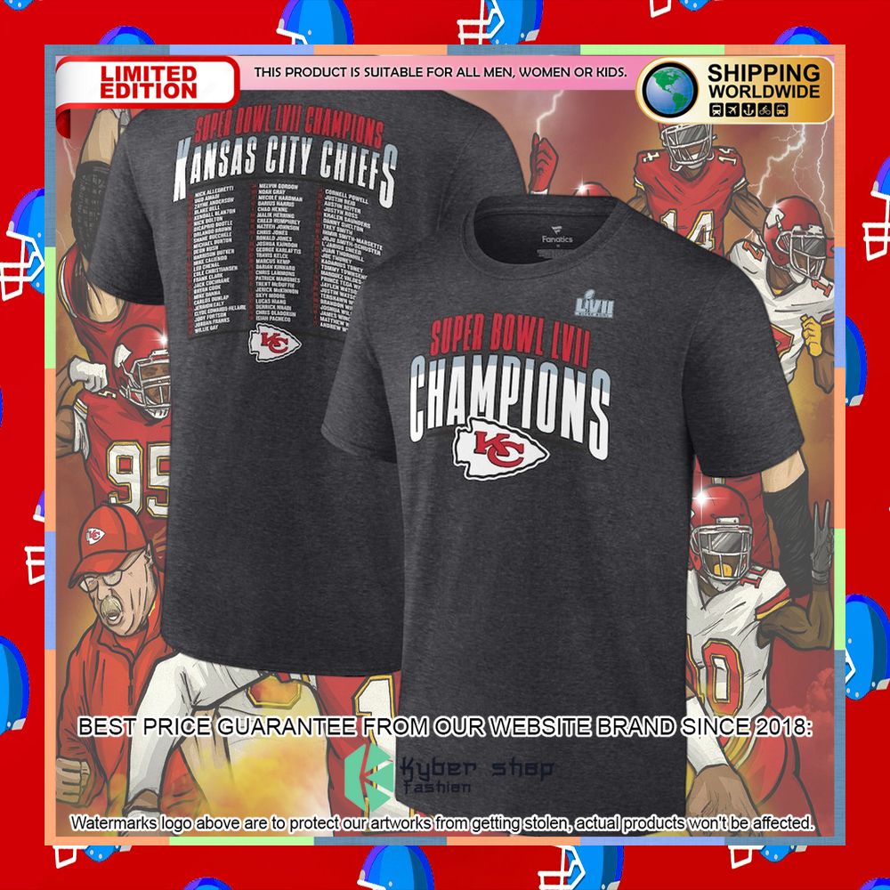 Men's Kansas City Chiefs Heather Charcoal Super Bowl LVII Champions Made The Cut T-Shirt 4 Men's Kansas City Chiefs Heather Charcoal Super Bowl LVII Champions Made The Cut T-Shirt word3