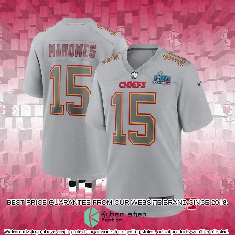 Men's Kansas City Chiefs Patrick Mahomes Nike Gray Super Bowl LVII Patch Football Jersey 4 Men's Kansas City Chiefs Patrick Mahomes Nike Gray Super Bowl LVII Patch Football Jersey word3