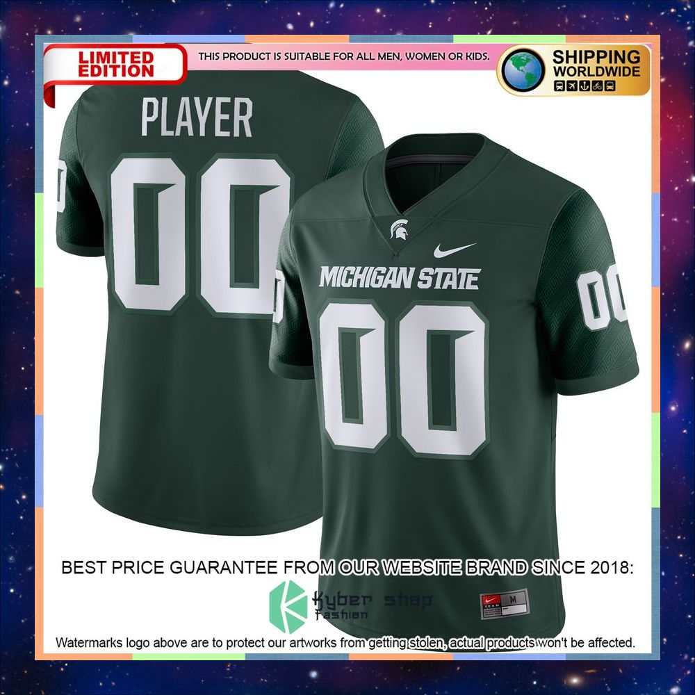 Michigan State Spartans Nike CUSTOM NIL Green Football Jersey 8 Michigan State Spartans Nike CUSTOM NIL Green Football Jersey word1