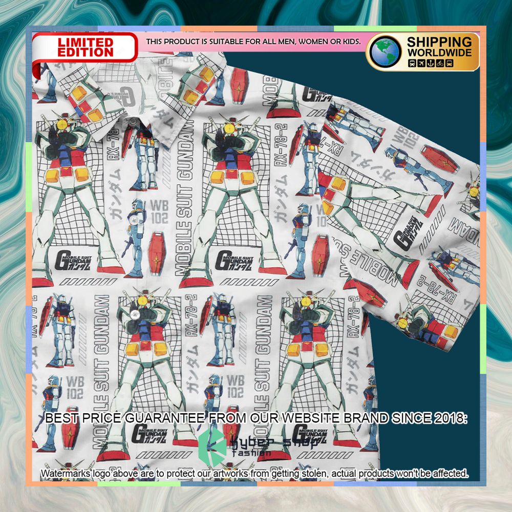 Mobile Suit Gundam Pattern Hawaiian Shirt 7 Mobile Suit Gundam Pattern Hawaiian Shirt word2