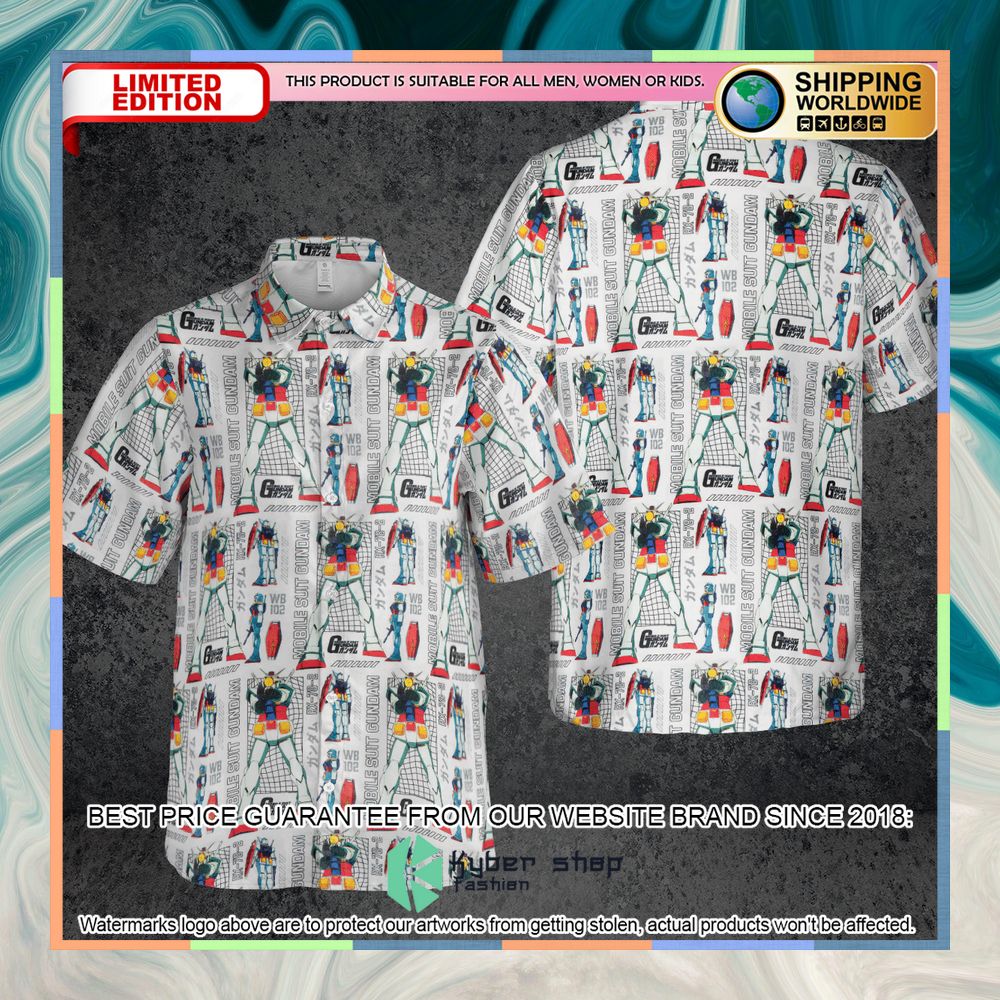 Mobile Suit Gundam Pattern Hawaiian Shirt 8 Mobile Suit Gundam Pattern Hawaiian Shirt word2