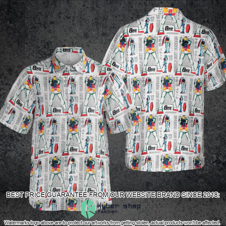 Mobile Suit Gundam Pattern Hawaiian Shirt 3 Mobile Suit Gundam Pattern Hawaiian Shirt word2