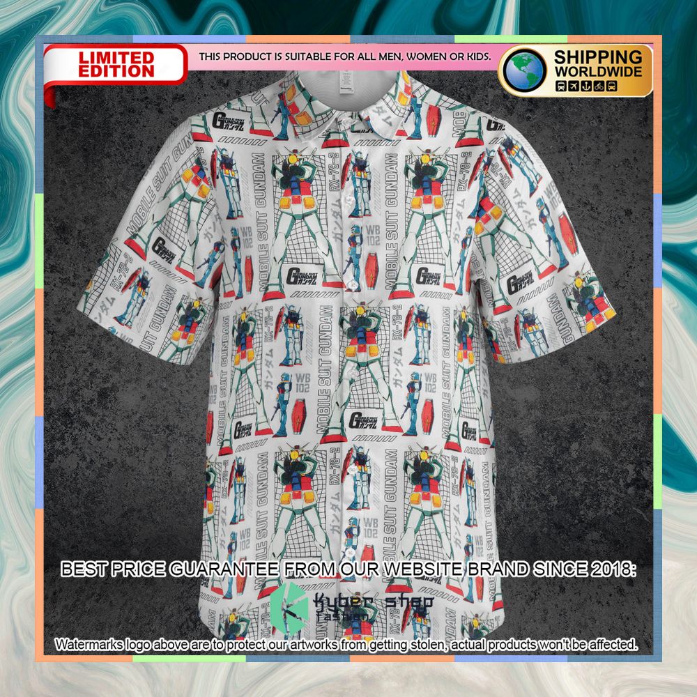 Mobile Suit Gundam Pattern Hawaiian Shirt 9 Mobile Suit Gundam Pattern Hawaiian Shirt word2