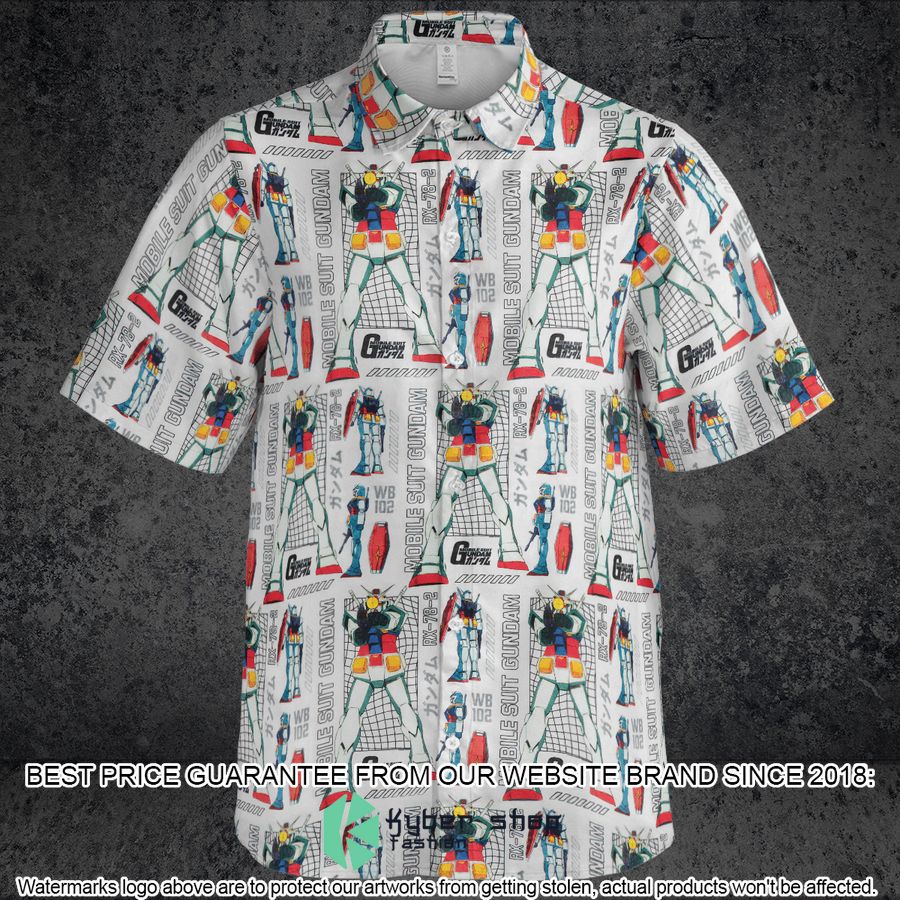 Mobile Suit Gundam Pattern Hawaiian Shirt 4 Mobile Suit Gundam Pattern Hawaiian Shirt word2