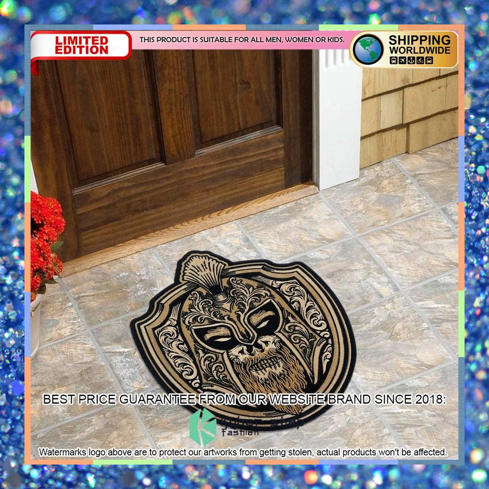 motorcycle skull viking custom shape doormat 1 957