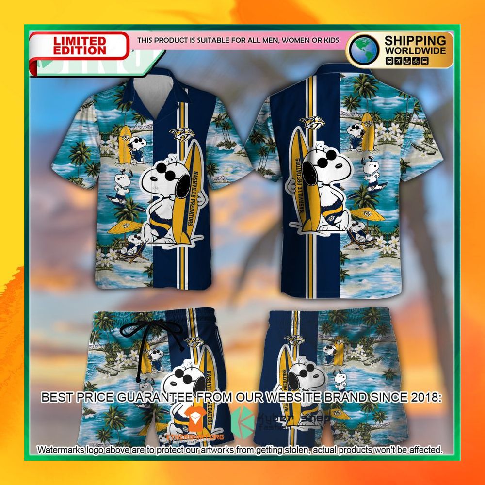Nashville Predators Snoopy Hawaiian Shirt and Shorts 6 nashville predators snoopy hawaiian shirt and shorts 3 896