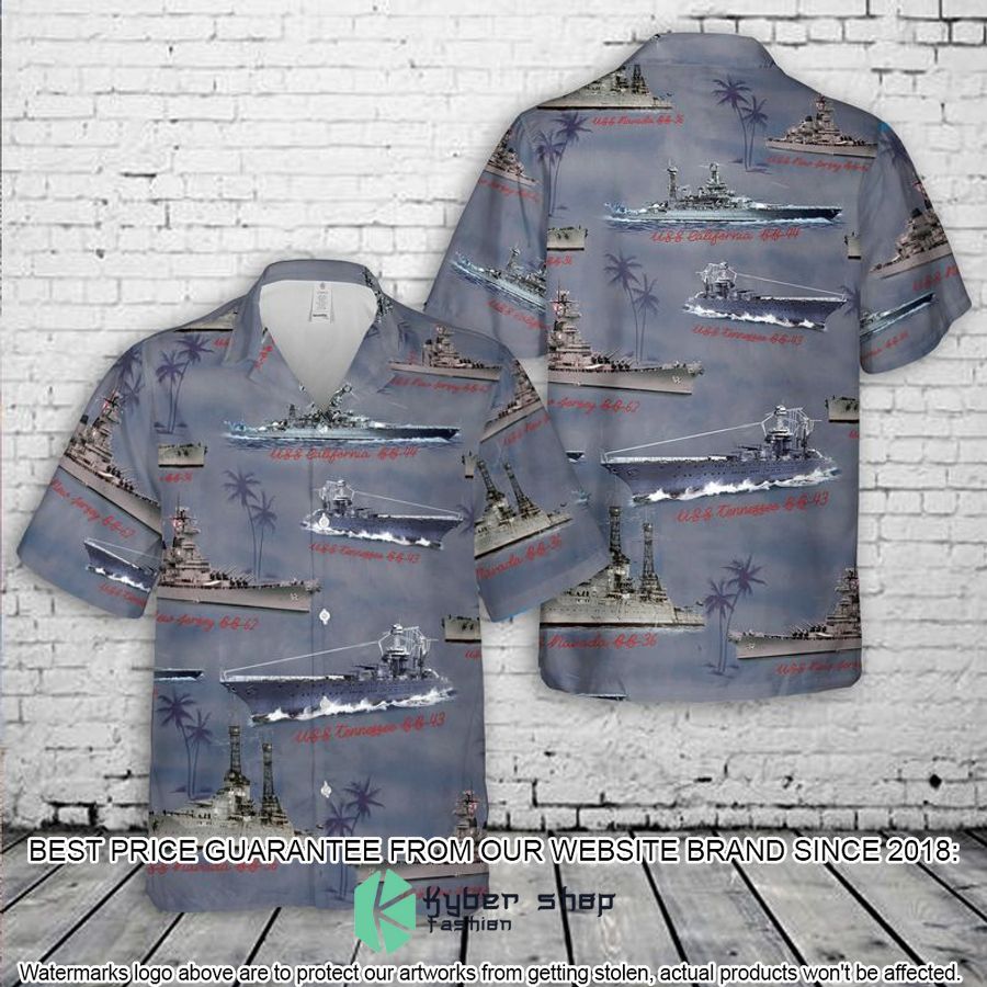 Naval Battleships Of World War II US Navy Hawaiian Shirt