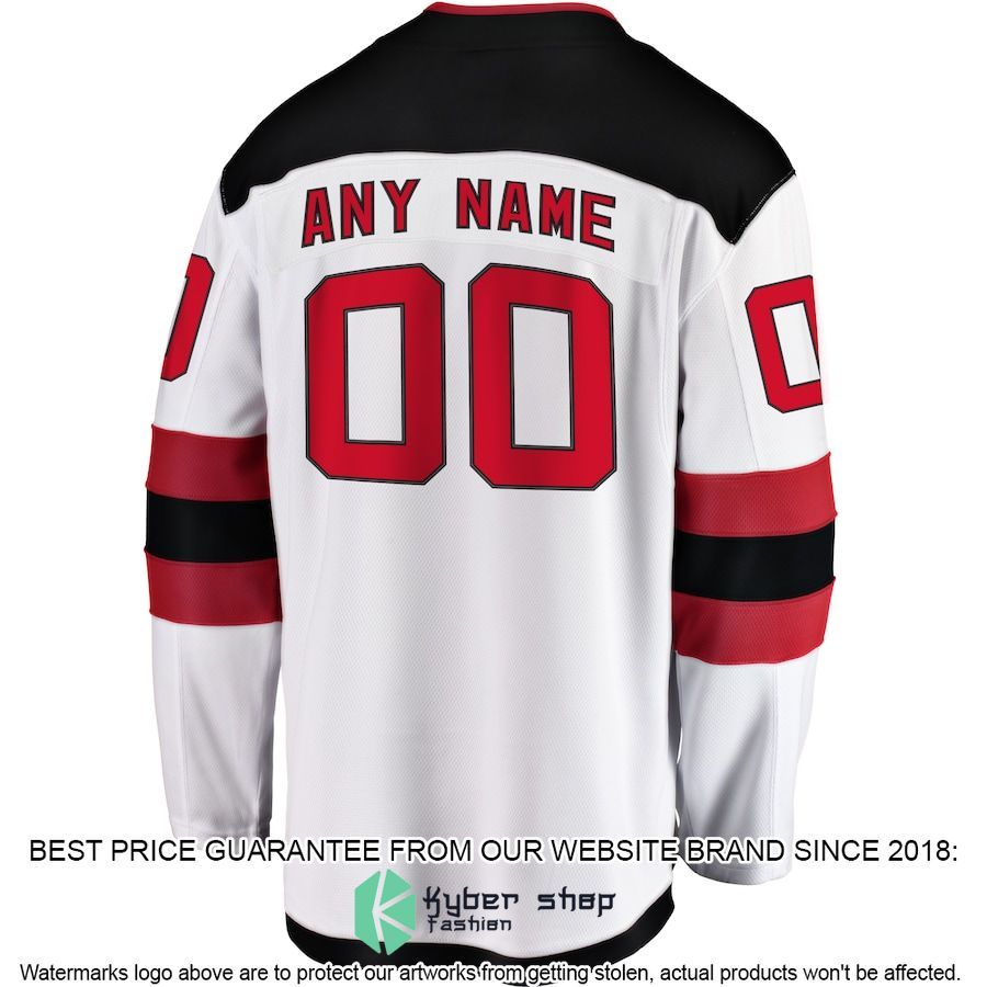 New Jersey Devils Away Breakaway CUSTOM White Hockey Jersey 3 new jersey devils away breakaway custom white hockey jersey 3 729
