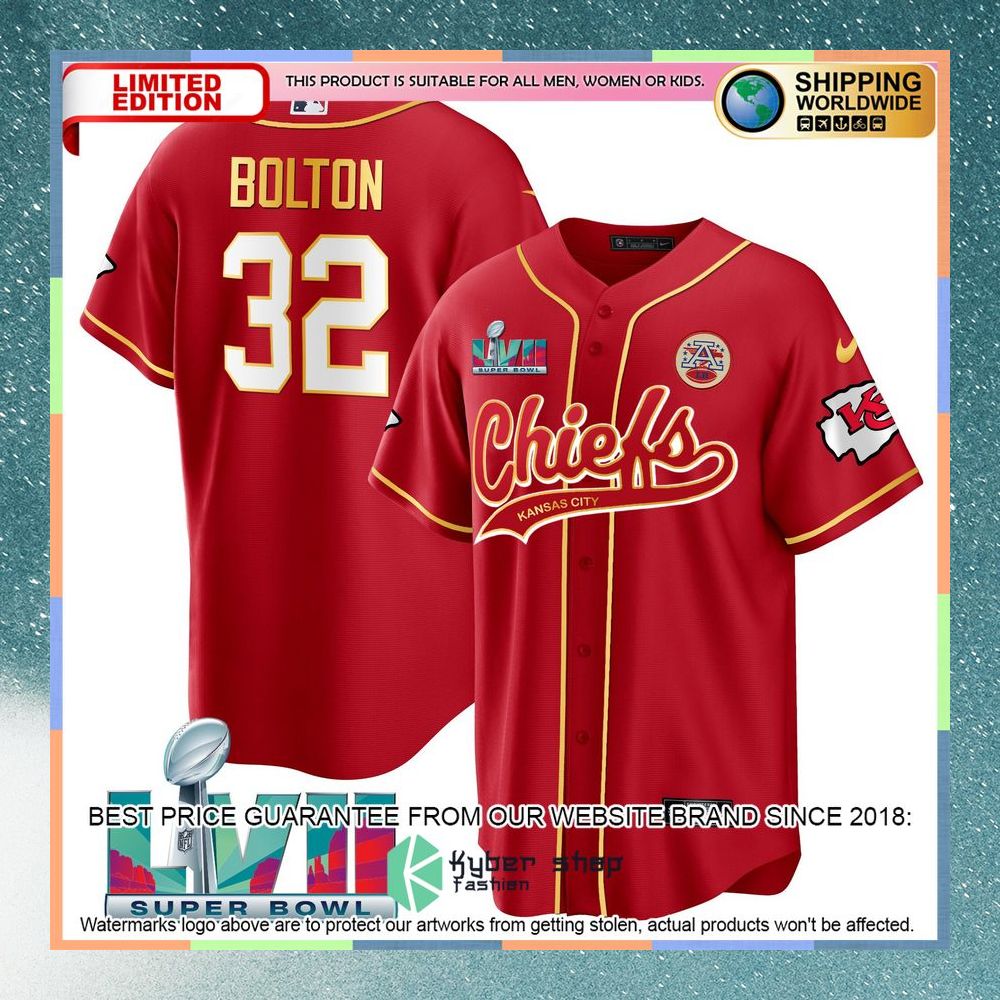 Nick Bolton 32 Kansas City Chiefs Super Bowl LVII Baseball Jersey 3 nick bolton 32 kansas city chiefs super bowl lvii baseball jersey 1 824