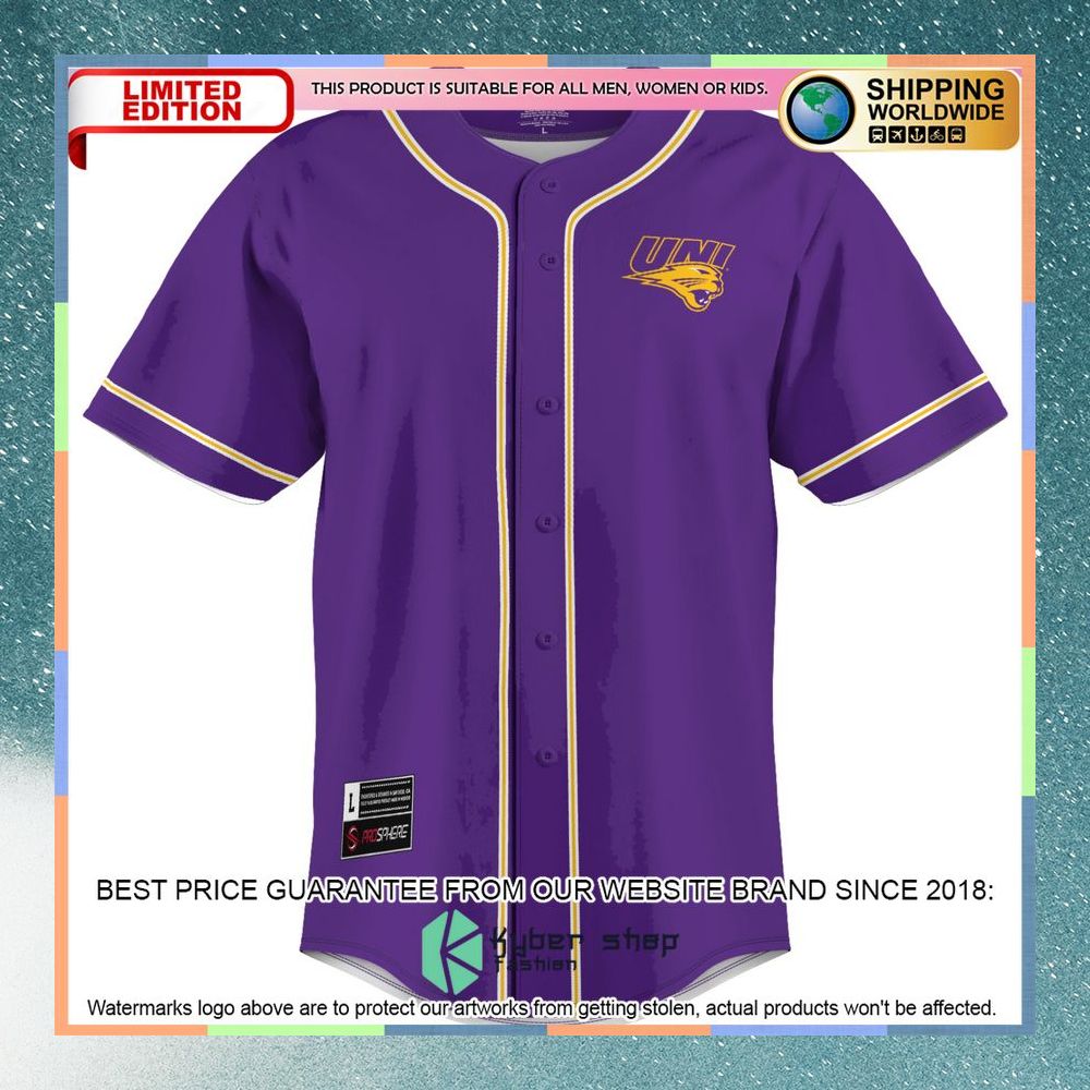Northern Iowa Panthers Purple Baseball Jersey 6 Northern Iowa Panthers Purple Baseball Jersey word2