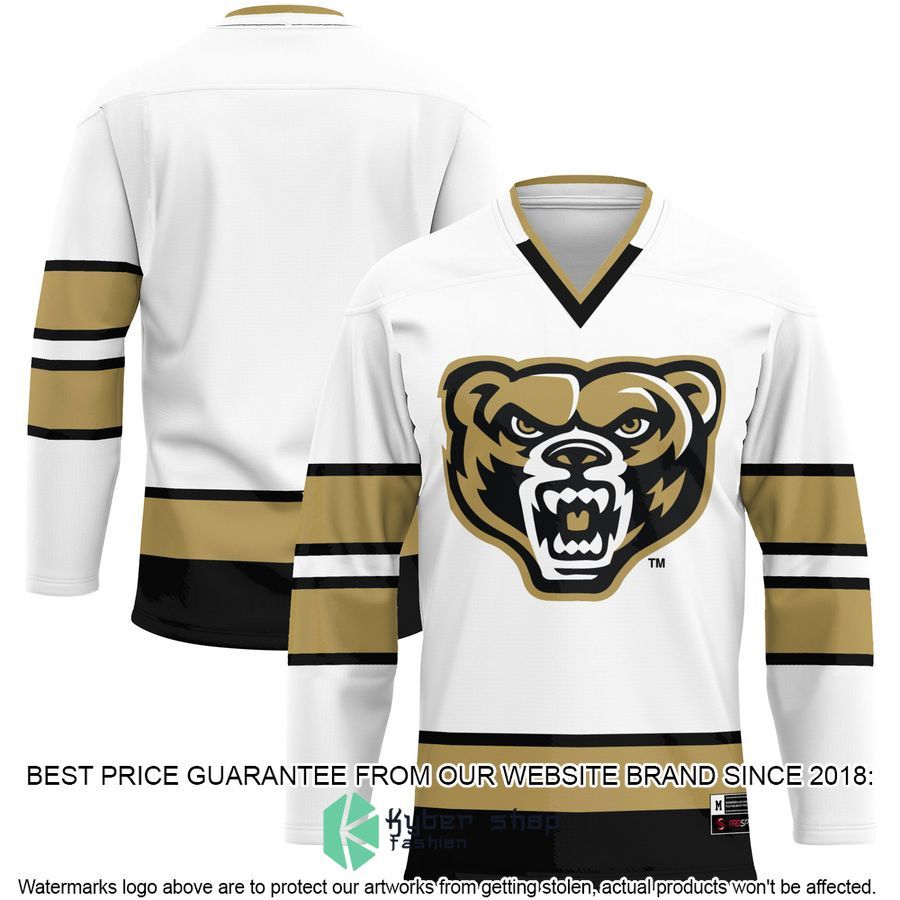 Oakland Golden Grizzlies White Hockey Jersey