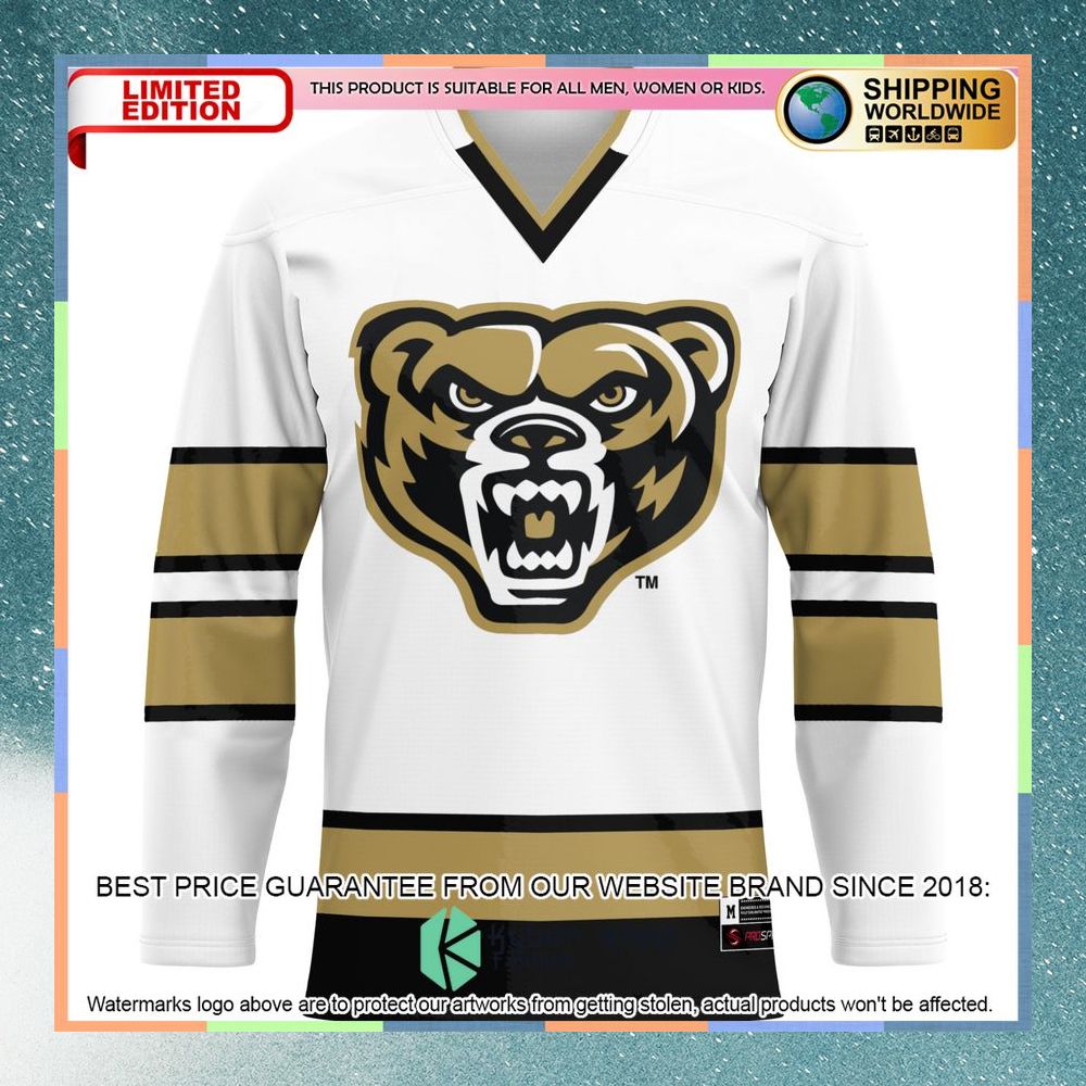 Oakland Golden Grizzlies White Hockey Jersey 6 Oakland Golden Grizzlies White Hockey Jersey word1